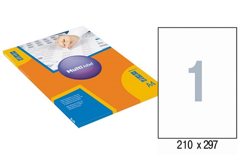 Этикетки самоклеящиеся Multilabel, А4, 210 х 297 мм., 1 шт/лист, 100 л.