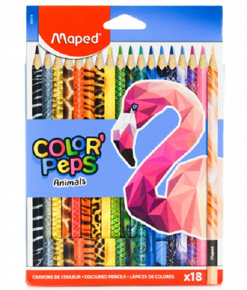 Карандаши 18 цв. COLOR'PEPS, декорированные, в картонной коробке (Мапед)