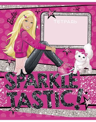 Тетрадь 24л А5ф клетка на скобе блёстки серия -БАРБИ- (Barbie)