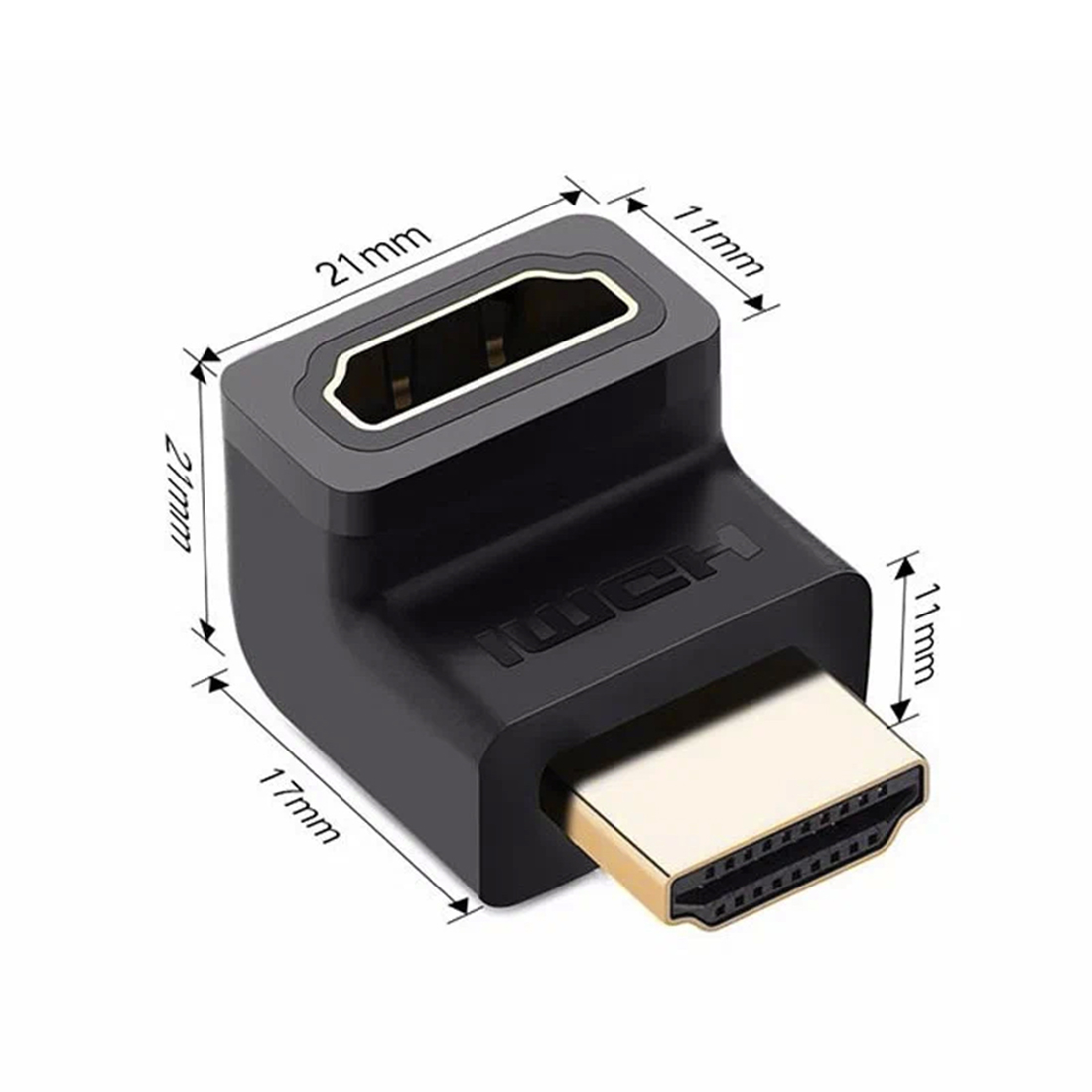 Угловой переходник, Ugreen, HD112/20110, HDMI Male To Female, Вверх, Черный