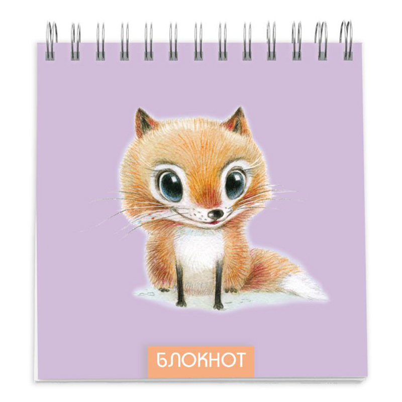 Блокнот А6+ 60л клетка спираль Лисенок  Феникс+
