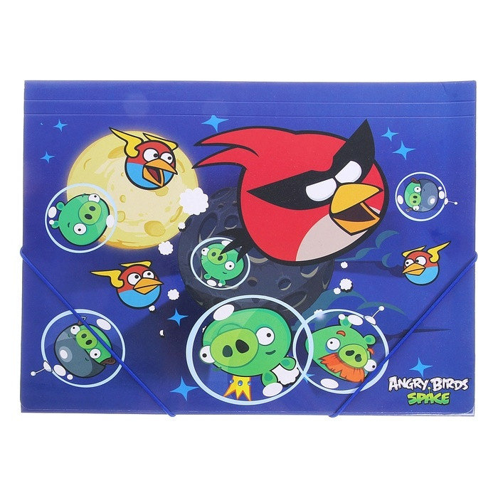 Синяя папка Энгри Бердс на резинках Angry Birds Spase формата А4 