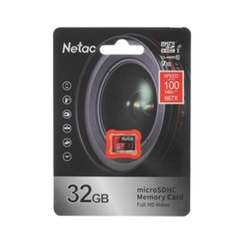 Карта памяти, Netac, NT02P500PRO-032G-S, MicroSDHC 32GB, V10/A1/U1, без адаптера SD