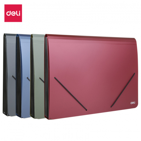 ПАПКА-ПОРТФЕЛЬ DELI, НА РЕЗИНКЕ 13 ОТДЕЛЕНИЙ, АССОРТИ