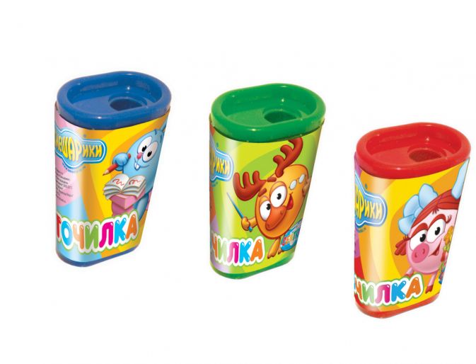 Точилка Смешарики  с контейнером , цвет: зеленый